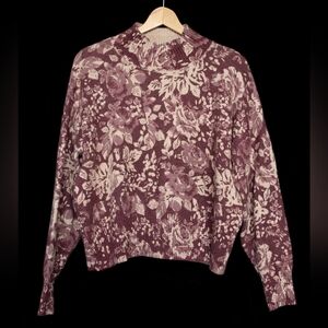 LC Lauren Conrad Mockneck Sweater Roses L